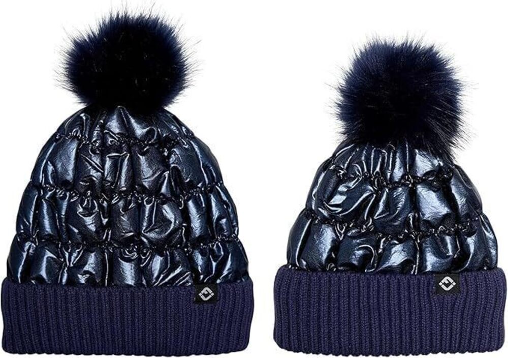 7963 Matching 2 Pack Mommy & Me Puffer Faux Fur Pom Pom Beanie
